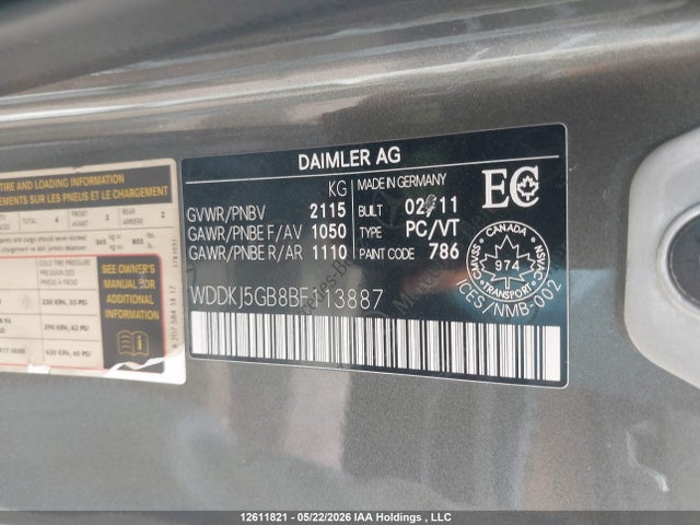 12611821 :رقم المزاد ، WDDKJ5GB8BF113887 vin ، 2011 Mercedes-benz E 350 مزاد بيع