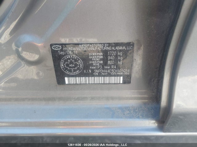 2012 Hyundai Elantra Gl მანქანა იყიდება აუქციონზე, vin: 5NPDH4AE5CH105054, აუქციონის ნომერი: 12611836