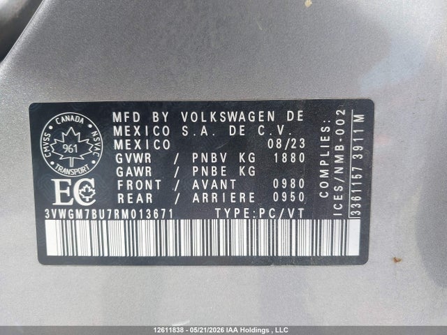 Продажа на аукционе авто 2024 Volkswagen Jetta Sel, vin: 3VWGM7BU7RM013671, номер лота: 12611838