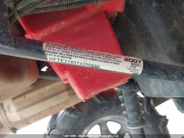 12611859 :رقم المزاد ، 1HFTE318074200650 vin ، 2007 Honda Trx500 Fe مزاد بيع