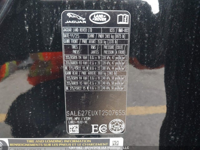 Продажа на аукционе авто 2026 Land Rover Defender 110 X-dynamic Se, vin: SALE27EUXT2507655, номер лота: 12611862