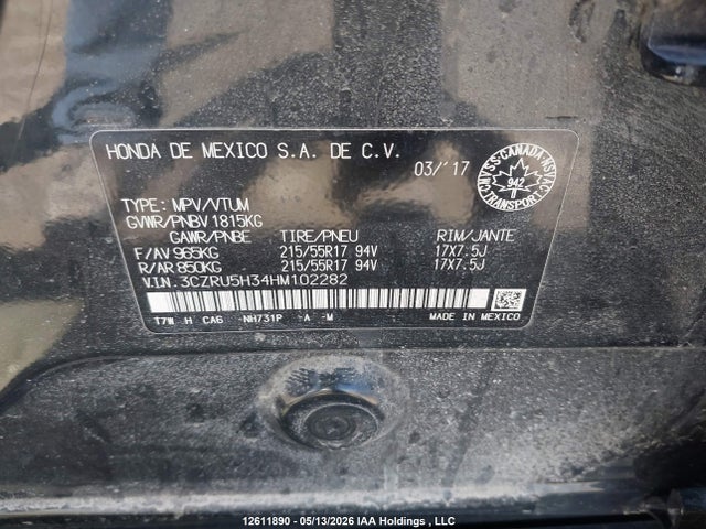 3CZRU5H34HM102282 Honda HR-V LX