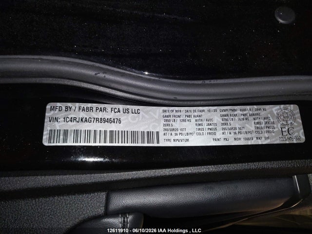 Aukcja sprzedaży 2024 Jeep Grand Cherokee L Laredo, vin: 1C4RJKAG7R8946476, numer aukcji: 12611910