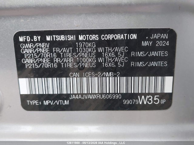 JA4AJVAWXRU606990 Mitsubishi Rvr Se/sel/noir/gt