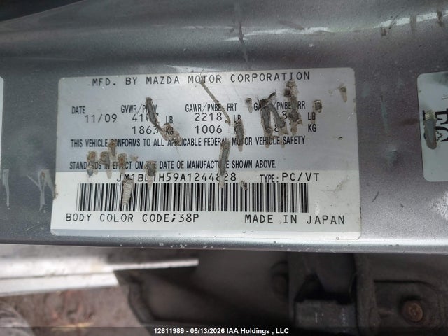 12611989 :رقم المزاد ، JM1BL1H59A1244828 vin ، 2010 Mazda Mazda3 Gs/gt مزاد بيع