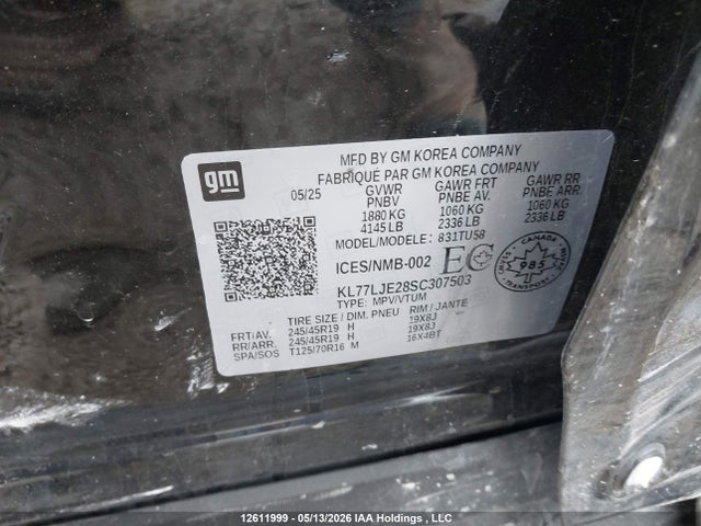 Продажа на аукционе авто 2025 Chevrolet Trax 2rs, vin: KL77LJE28SC307503, номер лота: 12611999