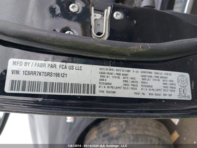 12612014 :رقم المزاد ، 1C6RR7KT5RS196121 vin ، 2024 Ram 1500 Classic Tradesman مزاد بيع
