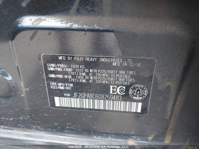 Auction sale of the 2016 Subaru Crosstrek Sport Package/touring Package, vin: JF2GPABC6G8259483, lot number: 12612028