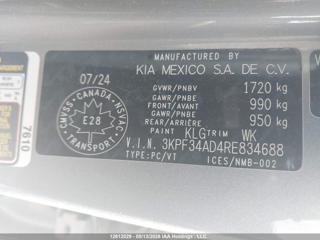 3KPF34AD4RE834688 KIA Forte Ex/ex+/ex Premium