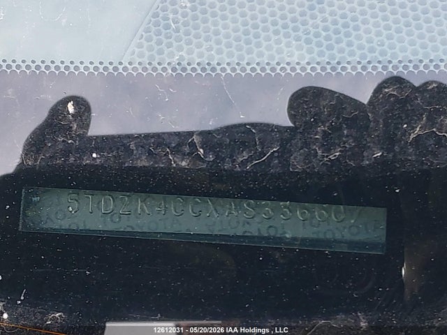 12612031 :رقم المزاد ، 5TDZK4CCXAS336607 vin ، 2010 Toyota Sienna Ce 7 Passenger مزاد بيع
