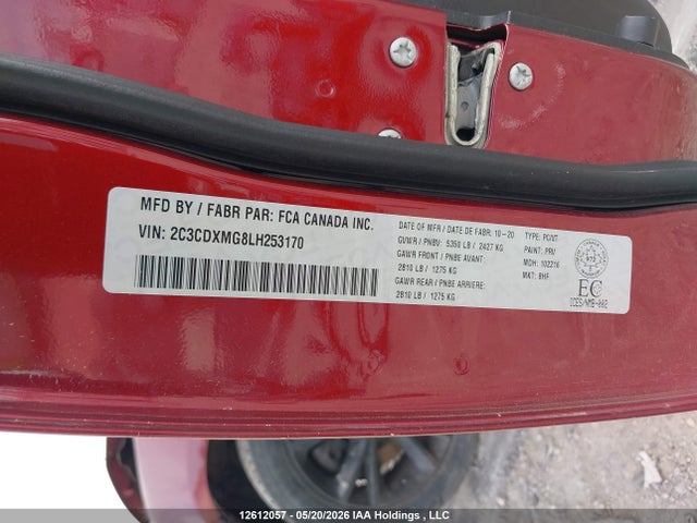 Продажа на аукционе авто 2020 Dodge Charger Gt, vin: 2C3CDXMG8LH253170, номер лота: 12612057