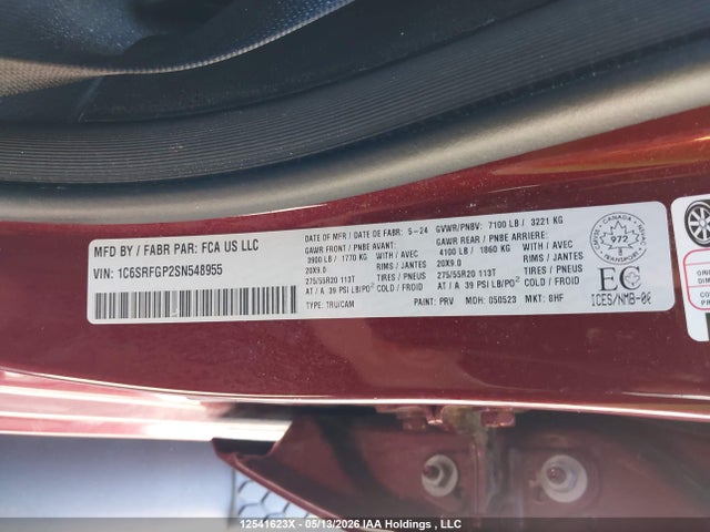 Продажа на аукционе авто 2025 Ram 1500 Tradesman, vin: 1C6SRFGP2SN548955, номер лота: 12541623