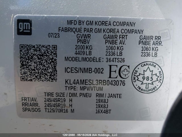 KL4AMESL3RB043076 Buick Encore Gx Sport Touring