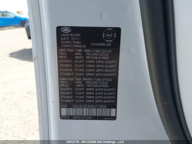 Продажа на аукционе авто 2011 Land Rover Range Rover Sport Sc, vin: SALSH2E4XBA712692, номер лота: 12612110