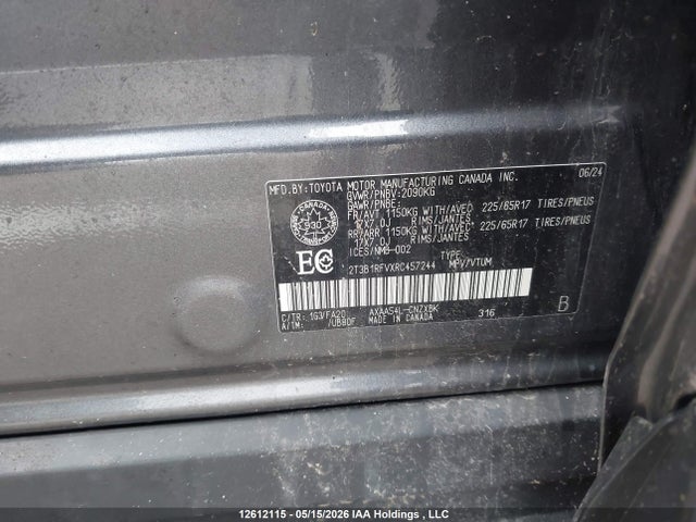 2024 Toyota Rav4 Le მანქანა იყიდება აუქციონზე, vin: 2T3B1RFVXRC457244, აუქციონის ნომერი: 12612115