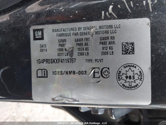 Продаж на аукціоні авто 2015 Buick Verano, vin: 1G4PR5SKXF4119767, номер лоту: 12612117