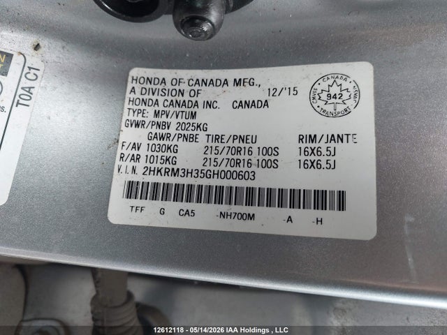2HKRM3H35GH000603 Honda CR-V LX