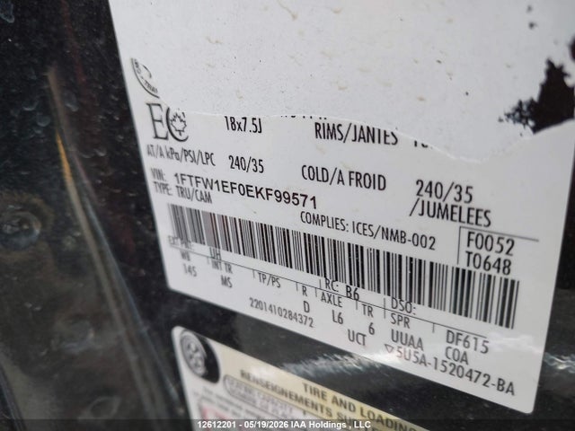 12612201 :رقم المزاد ، 1FTFW1EF0EKF99571 vin ، 2014 Ford F-150 Xlt مزاد بيع