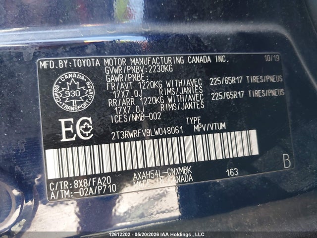 2T3RWRFV9LW048061 Toyota Rav4 Hybrid Xle