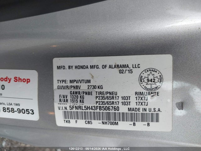 Honda ODYSSEY EX 2015 5FNRL5H43FB506760 Image 9