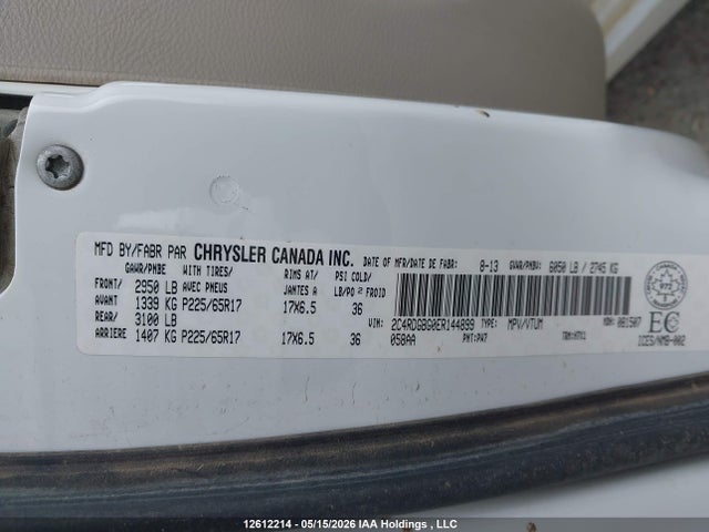 Продажа на аукционе авто 2014 Dodge Grand Caravan Se, vin: 2C4RDGBG0ER144899, номер лота: 12612214