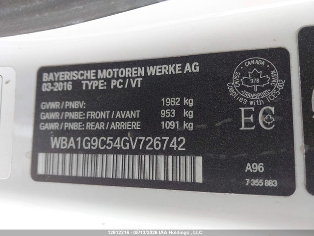2016 Bmw 228i Xdrive მანქანა იყიდება აუქციონზე, vin: WBA1G9C54GV726742, აუქციონის ნომერი: 12612216