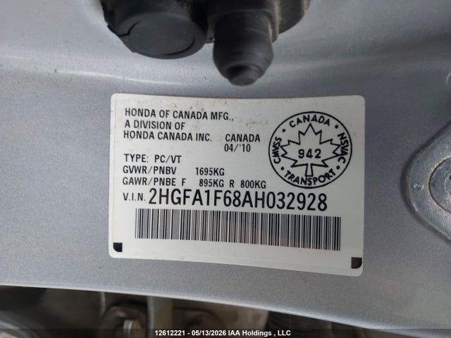 Aukcja sprzedaży 2010 Honda Civic Sport, vin: 2HGFA1F68AH032928, numer aukcji: 12612221