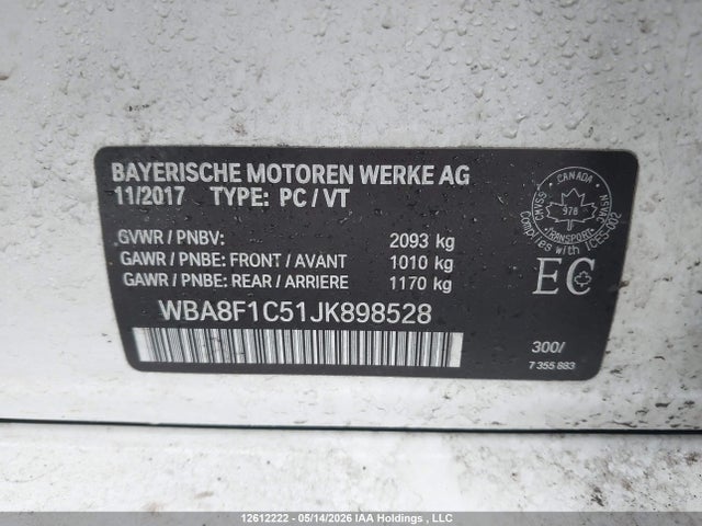 Продажа на аукционе авто 2018 Bmw 328 D Xdrive, vin: WBA8F1C51JK898528, номер лота: 12612222