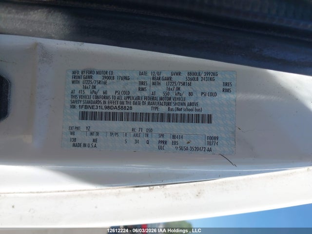 Продажа на аукционе авто 2008 Ford E-350 Super Duty Xl/xlt, vin: 1FBNE31L98DA58828, номер лота: 12612224