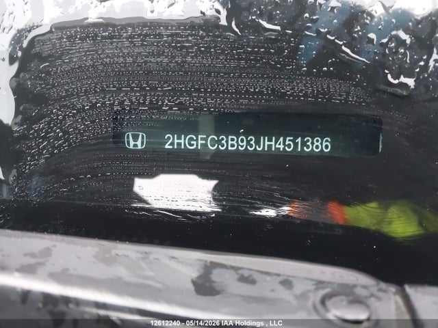 Продаж на аукціоні авто 2018 Honda Civic Touring, vin: 2HGFC3B93JH451386, номер лоту: 12612240