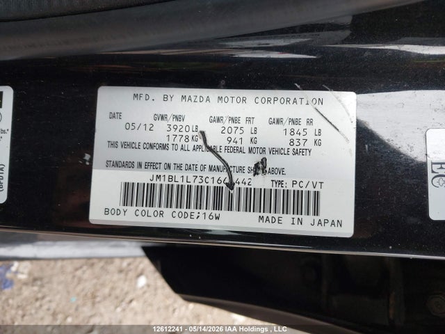 Aukcja sprzedaży 2012 Mazda Mazda3 Gs-sky, vin: JM1BL1L73C1669442, numer aukcji: 12612241