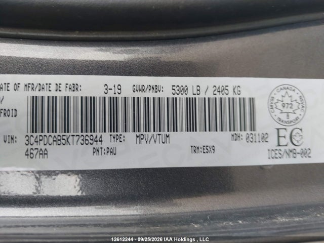 Dodge Journey Cvp/se 2019 3C4PDCAB5KT736944 Image 9