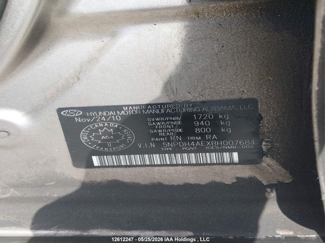Продаж на аукціоні авто 2011 Hyundai Elantra Gls/limited, vin: 5NPDH4AEXBH007684, номер лоту: 12612247