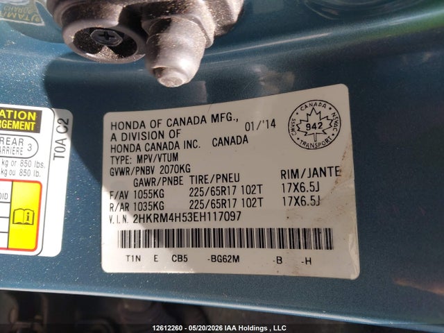 2HKRM4H53EH117097 Honda CR-V EX