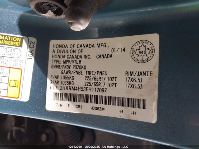 2HKRM4H53EH117097 Honda CR-V EX