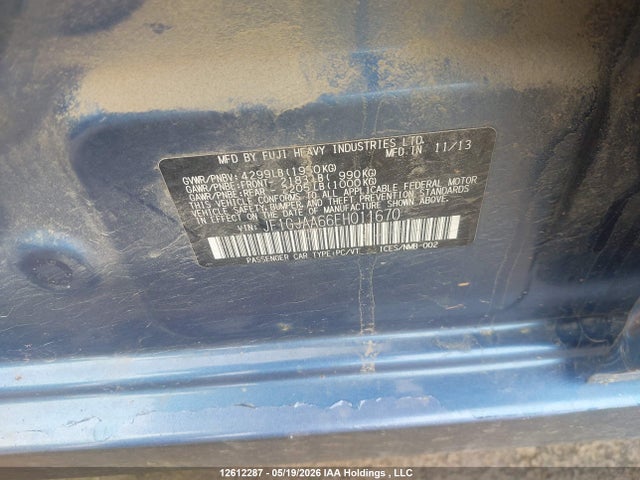 Продажа на аукционе авто 2014 Subaru Impreza, vin: JF1GJAA66EH011670, номер лота: 12612287
