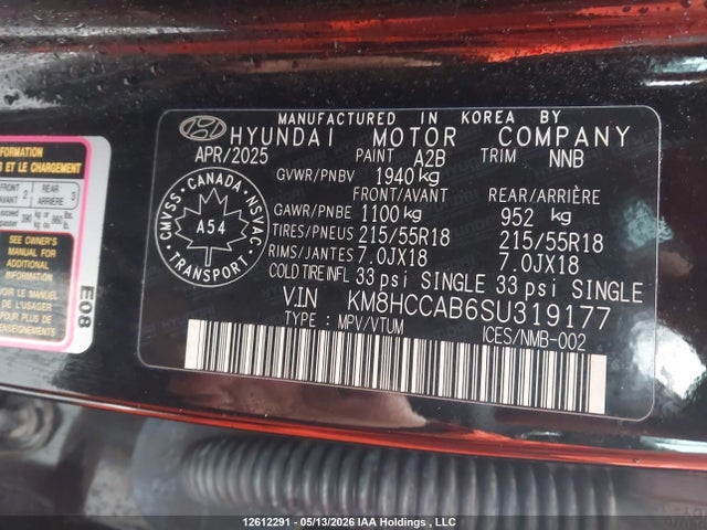 2025 Hyundai Kona Sel მანქანა იყიდება აუქციონზე, vin: KM8HCCAB6SU319177, აუქციონის ნომერი: 12612291