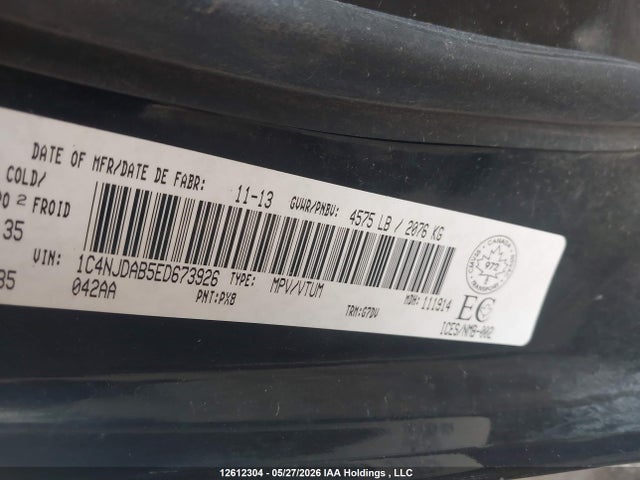 12612304 :رقم المزاد ، 1C4NJDAB5ED673926 vin ، 2014 Jeep Compass مزاد بيع
