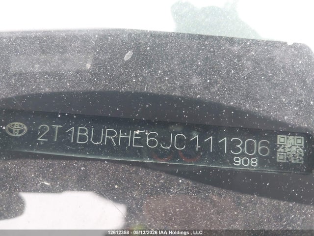 12612358 :رقم المزاد ، 2T1BURHE6JC111306 vin ، 2018 Toyota Corolla L/le/xle/se/xse مزاد بيع