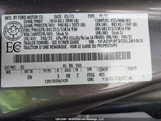 Продажа на аукционе авто 2013 Ford Focus Se, vin: 1FADP3F25DL281505, номер лота: 12612359