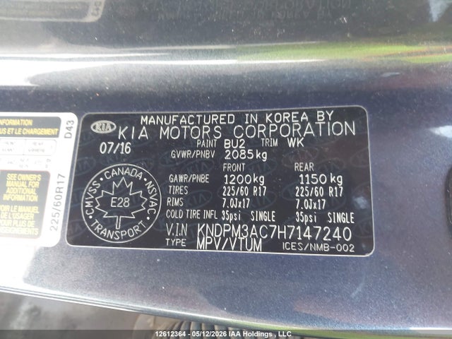 Продаж на аукціоні авто 2017 Kia Sportage Lx, vin: KNDPM3AC7H7147240, номер лоту: 12612364