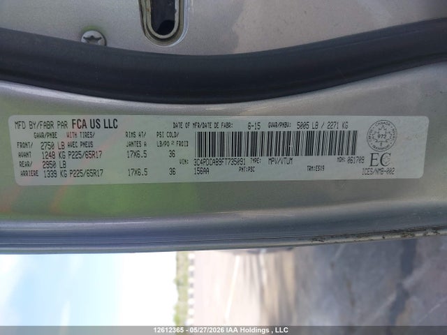 Dodge JOURNEY SE 2015 3C4PDCAB9FT735091 Image 9