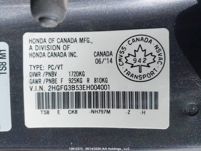 2HGFG3B53EH004001 Honda CIVIC EX