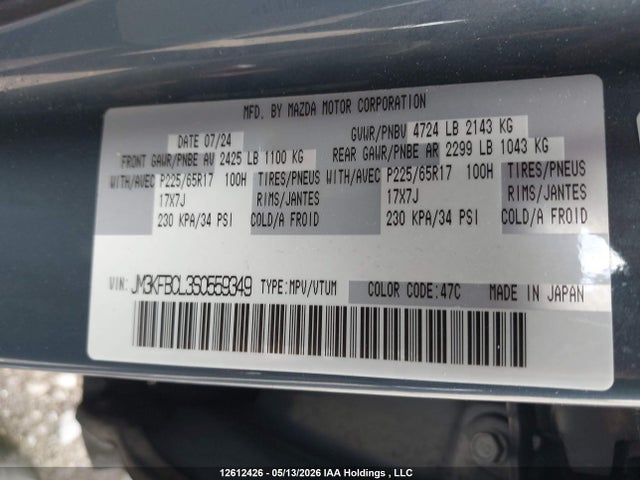 Aukcja sprzedaży 2025 Mazda Cx-5 Preferred, vin: JM3KFBCL3S0559349, numer aukcji: 12612426