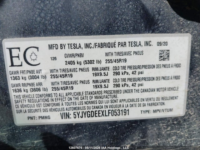 5YJYGDEEXLF053191 Tesla Model Y Long Range