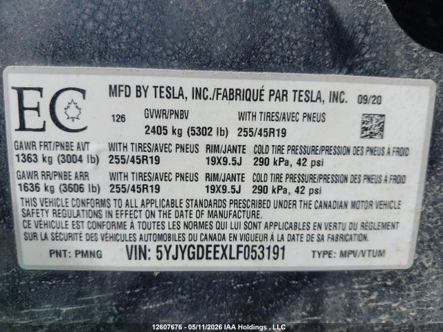5YJYGDEEXLF053191 Tesla Model Y Long Range