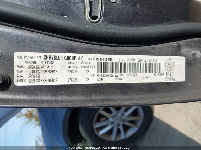 2014 Dodge Journey Sxt მანქანა იყიდება აუქციონზე, vin: 3C4PDCCGXET191353, აუქციონის ნომერი: 12612467