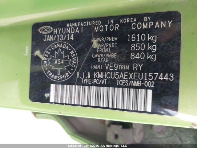 Aukcja sprzedaży 2014 Hyundai Accent, vin: KMHCU5AEXEU157443, numer aukcji: 12612479