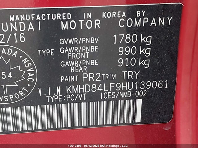 KMHD84LF9HU139061 Hyundai Elantra Limited