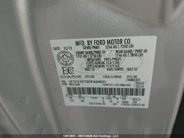 Продажа на аукционе авто 2013 Ford F-150 Xlt, vin: 1FTFX1ET2DFA24933, номер лота: 12612551